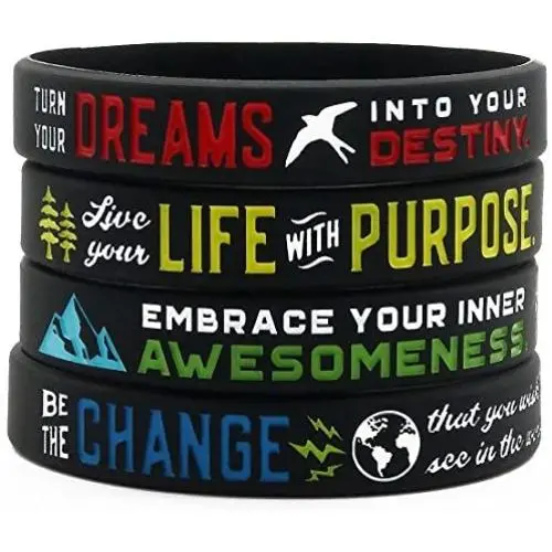 Inkstone - Positive Message Bracelets (Set of 4) - Inspirational Jewelry with Motivational Sayings for Men Women Teens Inkstone - Positive Message Bracelets (Set of 4) - Inspirational Jewelry with Motivational Sayings for Men Women Teens