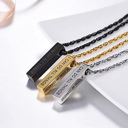 PROSTEEL Vertical Bar Necklace, Black/18K Gold Palted, Stainless Steel, I CAN DO All Things Hilippians 4:13 Bible Quote, Personalized Engraved Pendant Necklace