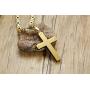 MEALGUET Two-Tone Black and Gold Stainless Steel Lords Prayer English Bible Verse Our Father Cross Crucifix Pendant Necklace