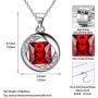 Besilver Christmas Birthstone Jewelry Gift Women Girl 925 Sterling Silver Birthstone Solitaire Necklace Earrings Set Elegant Birthday Jewelry Gift