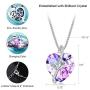 T400 Fashion Crystal Heart Pedant Necklaces Purple/Blue Crystal Pendant Jewelry for Women Birthday Gift