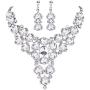BriLove Womens Wedding Bridal Crystal Multi Teardrop-Shape Flower Enamel Statement Necklace Dangle Earrings Set