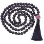 TamLyn Concepts 108 Mala Beads Hand Knotted Japa Necklace for Meditation - 8mm Prayer Beads Tassel Necklace with Lava Rock and Semi Precious Gemstones - Healing Stones - Yoga Jewelry Reiki Infused