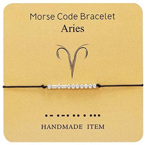 TASHA Morse Code Friendship Bracelets 12 Constellation Zodiac Secret Message Bracelet for Friend Couples Women Girls Men Astrology Horoscope Bracelet Gift Jewelry