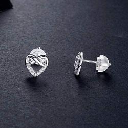 Womens Earrings .925 Sterling Silver With Cubic Zirconia Stud Earrings Anniversary Jewelry Gifts