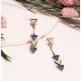 BONALUNA Bohemian Wood And Marble Effect Triangle Drop Statement Earrings