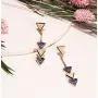BONALUNA Bohemian Wood And Marble Effect Triangle Drop Statement Earrings BONALUNA Bohemian Wood And Marble Effect Triangle Drop Statement Earrings