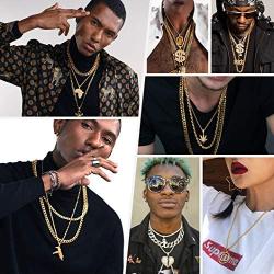 Mens Womens Shiny Cubic Zirconia Africa Map/Broken Heart/Maple Leaf/Wave/Praying Hands/Cross Pendent Necklace with Spiga Chain 22+2(Extended) 18K Gold/Platinum Plated Hip Hop Jewely(Send Gift Bxo)