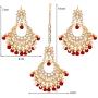 Aheli Faux Kundan Studded Wedding Party Jhumka Jhumki Earrings Maang Tikka Indian Bollywood Fashion Jewelry Set for Women