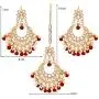 Aheli Faux Kundan Studded Wedding Party Jhumka Jhumki Earrings Maang Tikka Indian Bollywood Fashion Jewelry Set for Women