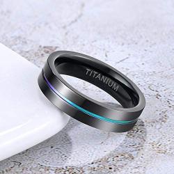 TIGRADE 5mm 7mm 9mm Rainbow Titanium Ring Colorful Thin Groove Wedding Band Couple Rings Size 3.5-14.5