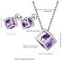 Birthstone Necklace/Earring 925 Sterling Silver Women Cross/3D Cube/Cresent Moon Birth Stone Jewelry Mens Birthday Gift Anniversary Present