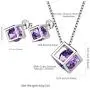 Birthstone Necklace/Earring 925 Sterling Silver Women Cross/3D Cube/Cresent Moon Birth Stone Jewelry Mens Birthday Gift Anniversary Present