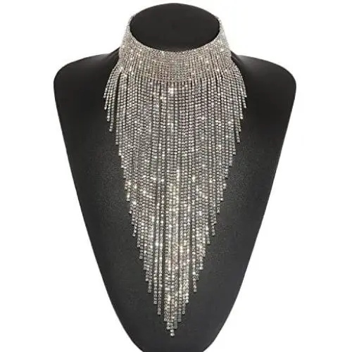Bella Stunning Crystal Statement Necklace Tassel Collar for Party Banquet Bella Stunning Crystal Statement Necklace Tassel Collar for Party Banquet