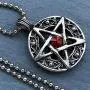 Wicca Wiccan Pagan Jewelry Celtic Pentacle Pentagram Star Red Crystal Gem Pewter Pendant Necklace Protection Amulet Wealth Money Good Fortune Luck Lucky Charm Talisman Medallion w silver ball chain Wicca Wiccan Pagan Jewelry Celtic Pentacle Pentagram Star Red Crystal Gem Pewter Pendant Necklace Protection Amulet Wealth Money Good Fortune Luck Lucky Charm Talisman Medallion w silver ball chain
