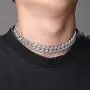 JINAO 20MM 6 Times 14k Gold Plated Cuban Link Chain Full Iced Out Bling Round Carre Baguette Cut CZ with Prong Setting Simulated Diamond Chain Choker Necklace for Men