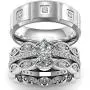 wedding ring set Two Rings His Hers Couples Matching Rings Womens 3pc White Gold Filled CZ Wedding Engagement Ring Bridal Sets Mens Titanium Wedding Band wedding ring set Two Rings His Hers Couples Matching Rings Womens 3pc White Gold Filled CZ Wedding Engagement Ring Bridal Sets Mens Titanium Wedding Band
