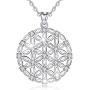 INFUSEU Sterling Silver Pendant Necklace for Women Girls, Dainty Cubic Zirconia Fine Jewelry Gift, 18 Inch Chain