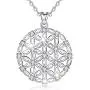 INFUSEU Sterling Silver Pendant Necklace for Women Girls, Dainty Cubic Zirconia Fine Jewelry Gift, 18 Inch Chain