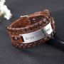 fishhook Trendy Engraved Inspirational Motivational Quotation Confirmation Message Leather Cuff Bangle Bracelet for Men Boys Women
