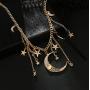 Jovono Gold Moon Star Tassels Necklace Crescent Moon Necklace Jewelry Chain for Women and Girls