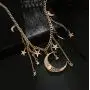 Jovono Gold Moon Star Tassels Necklace Crescent Moon Necklace Jewelry Chain for Women and Girls