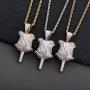 TOPGRILLZ Iced Out Lab Simulated Diamond Bling Bubble Rose Pendant Necklace for Women Men Fashion Valentine Gifts