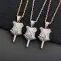 TOPGRILLZ Iced Out Lab Simulated Diamond Bling Bubble Rose Pendant Necklace for Women Men Fashion Valentine Gifts
