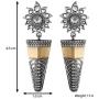 Aheli Oxidized Intricate Floral Design Crafted Dangle Jhumka Earrings Set Ethnic Antique Indo Western Fashion Jewelry for Women Girls