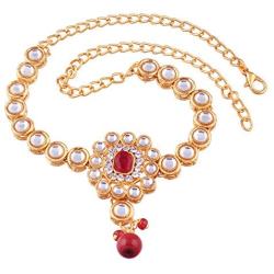 I Jewels Indian Bollywood Traditional Gold Plated Faux Kundan Double line Ethnic Stylish Wedding Wear Bajuband Armlet Jewelry for Women (PB05R)