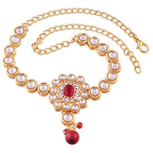 I Jewels Indian Bollywood Traditional Gold Plated Faux Kundan Double line Ethnic Stylish Wedding Wear Bajuband Armlet Jewelry for Women (PB05R)