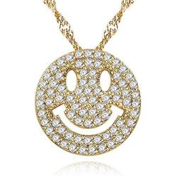 Uloveido Cute Emoji Smile Face Pendants Best Friend Necklace Gold Color Chain Jewelry Gifts Y322