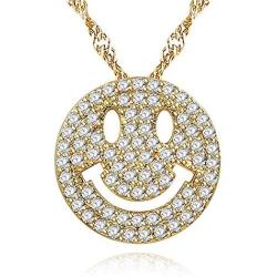 Uloveido Cute Emoji Smile Face Pendants Best Friend Necklace Gold Color Chain Jewelry Gifts Y322