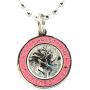 St. Christopher Surf Medal Necklace Pendant, Protector of Travel sv/pi Silver/Pink Small