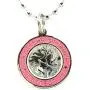St. Christopher Surf Medal Necklace Pendant, Protector of Travel sv/pi Silver/Pink Small St. Christopher Surf Medal Necklace Pendant, Protector of Travel sv/pi Silver/Pink Small