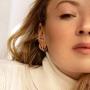 Hoop Earrings For Women 14K Gold Croissant Earrings Twisted Round Hoop Earrings Chunky Hoop Earrings 925 Sterling Silver Earrings