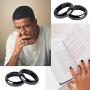 Hematite Ring for Women Men Unisex And 1Pcs Necklace, Natural Black Magnetic Hematite Stone Ring Anxiety Balance Root Chakra Kit ,absorbs Negative Energy Jewelry Gifts Size 6-11