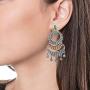Aheli Oxidized Boho Dangle Earrings Encrusted with Faux Stone Studded Indian Bollywood Ethnic Fashion Jewelry for Women