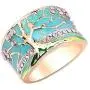 N-A Lucky Flower Tree Rings Gold Pink Opal Green Enamel Wide Ring for Woman Party Crystal Vintage Jewelry