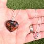 Zenergy Gems Charged Natural Himalayan Gemstone Crystal Puffy Heart Pendant Necklace + 20'' Silver Chain + Selenite Charging Heart [Included]
