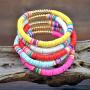 LITMIND 10 Pcs Heishi Bracelets, Boho Bracelet, Rainbow Bead Bracelet, Disc Beaded Friendship Bracelets, Sliced Clay Bracelets Jewelry for Women
