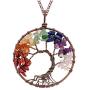 Luvalti Tree of Life - Gemstone Chakra Jewelry Colorful Bronze Chain Necklace
