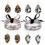 Leopard Print Bangle Bracelet Drop Earrings for Women Cheetah Leather Snakeskin Print Jewelry Set