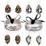 Leopard Print Bangle Bracelet Drop Earrings for Women Cheetah Leather Snakeskin Print Jewelry Set