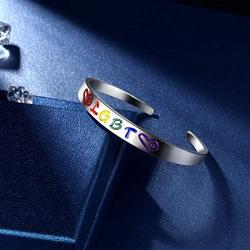 beautlace LGBT Bracelets 18K Gold/Silver/Black Gun Plated Gay & Lesbian Pride Bracelet Charm Jewelry for Men and Women KB0006