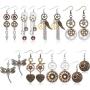 8 Pairs Steampunk Drop Earrings Gear Dangle Earrings Antique Clockwork Earrings Vintage Mix-tone Earrings for Women Girls