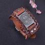 VASSAGO Gothic Vintage Amulet Seal of Solomon The Sigil of Archangel Michael Brown Metal Connector Leather Bracelet