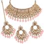 I Jewels 18k Gold Plated Indian Bollywood Wedding Faux Beads Choker Jewelry Set with Maang Tikka for Women