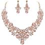 BriLove Womens Costume Elegant Crystal Flower Scroll Teardrop Statement Necklace Dangle Earrings Set