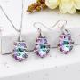 EVER FAITH 925 Sterling Silver Gift Jewelry for Women CZ Baroque Pendant Necklace Earrings Set